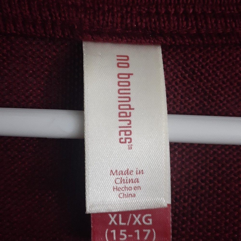 Womens sz 15/17 Burgundy Gauze type sweater top with Scarf set nwotgs - Picture 8 of 11
